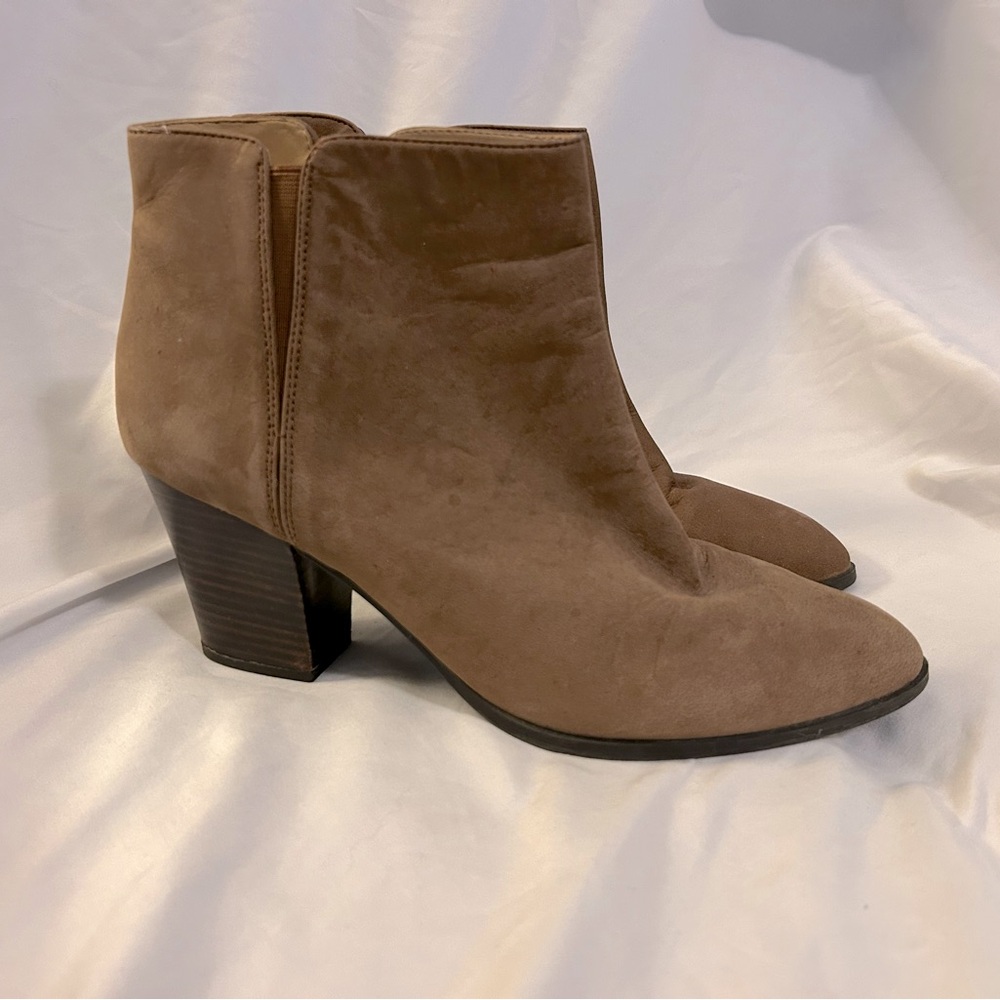 Franco Sarto Appeal Womens Suede Leather Side Zip Ankle Boots Brown Size 10